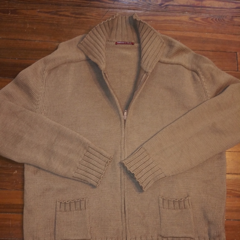 Wool & Co. Men's Size L Zip-Up Sweater Warm Casual Classic Comfortable EUC